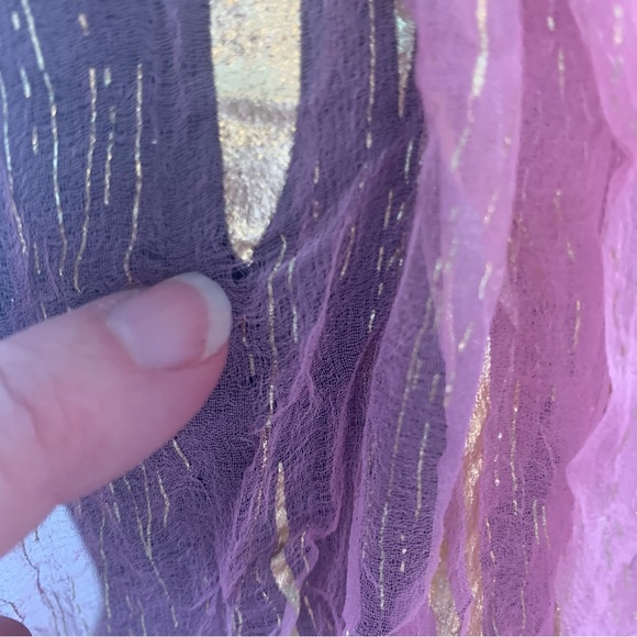 Vintage Sheer shiny scarf pink and gold tones - Picture 6 of 6